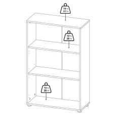 Boekenkast Bram Donkergrijs - 80x124x35 cm
