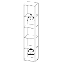 Boekenkast Bram Donkergrijs / Eiken - 41x205x35 cm