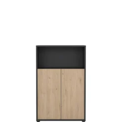 Boekenkast Bram Donkergrijs / Eiken - 80x124x35 cm