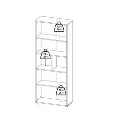 Boekenkast Bram Donkergrijs / Eiken - 80x205x35 cm