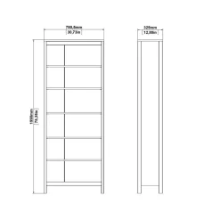 Boekenkast Dallas Eiken - 78x199x33 cm