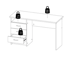 Bureau Boston Eiken / Wit - 121x73x49 cm