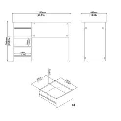 Bureau Boston Eiken - 110x76x49 cm