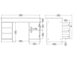 Bureau Boston Eiken - 126x76x55 cm