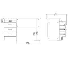 Bureau Boston Eiken - 121x73x49 cm