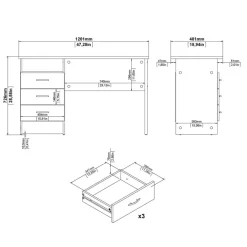 Bureau Boston Eiken - 121x73x49 cm