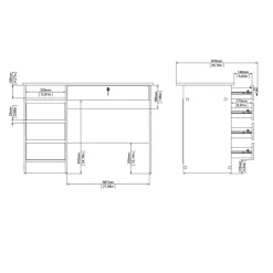 Bureau Boston Wit - 110x76x49 cm