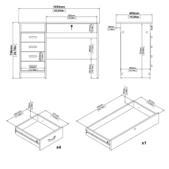 Bureau Boston Wit - 110x76x49 cm