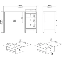 Bureau Dallas Eiken - 121x77x48 cm