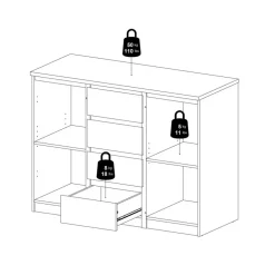 Dressoir Luna Eiken - 121x91x50 cm