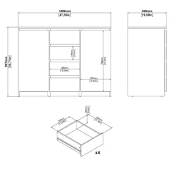 Dressoir Luna Eiken - 121x91x50 cm