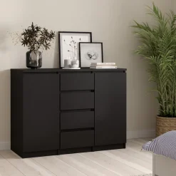 Dressoir Luna Zwart - 121x91x50 cm