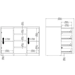 Dressoir Luna Zwart - 121x91x50 cm