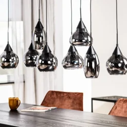 Hanglamp Oriel Zwart - 8 x E27 - 120 cm breed