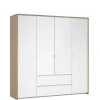 Kledingkast Atlanta Eiken / Hoogglans Wit - 197x202x58 cm