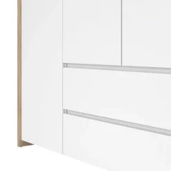 Kledingkast Atlanta Eiken / Hoogglans Wit - 197x202x58 cm