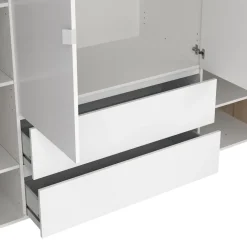 Kledingkast Atlanta Eiken / Hoogglans Wit - 197x202x58 cm