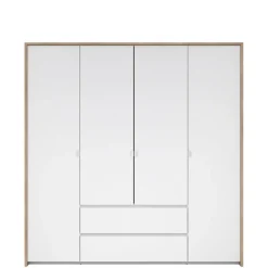 Kledingkast Atlanta Eiken / Hoogglans Wit - 197x202x58 cm
