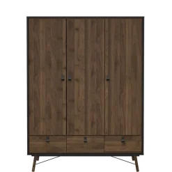 Kledingkast Denver Zwart / Walnoot - 150x200x60 cm
