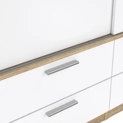 Kledingkast Jasper Eiken / Hoogglans Wit - 121x200x60 cm