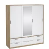 Kledingkast Jasper Eiken / Hoogglans Wit - 182x200x60 cm