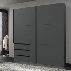 Kledingkast Oss Donkergrijs - 200x236x65 cm