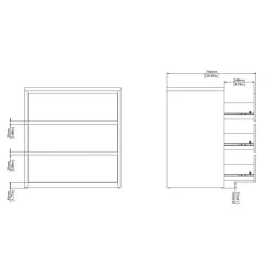 Ladekast Atlanta Eiken / Hoogglans Wit - 80x84x48 cm