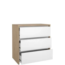 Ladekast Atlanta Eiken / Hoogglans Wit - 80x84x48 cm