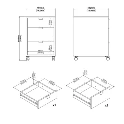 Ladekast Bram Eiken / Wit - 41x61x49 cm