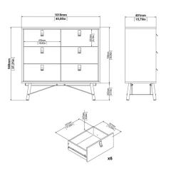Ladekast Denver Zwart / Walnoot - 102x95x40 cm