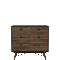 Ladekast Denver Zwart / Walnoot - 102x95x40 cm