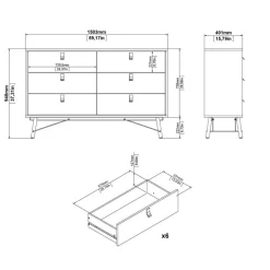 Ladekast Denver Zwart / Walnoot - 150x95x40 cm