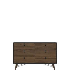 Ladekast Denver Zwart / Walnoot - 150x95x40 cm