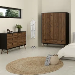 Ladekast Denver Zwart / Walnoot - 150x95x40 cm