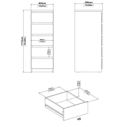 Ladekast Luna Hoogglans Wit - 41x112x50 cm