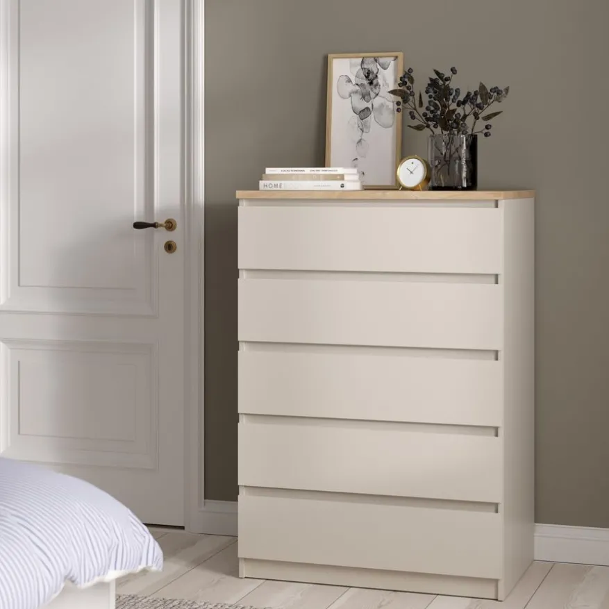 Ladekast Luna Taupe / Eiken - 77x112x50 cm