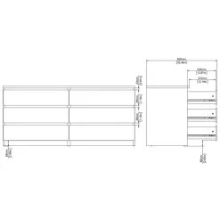 Ladekast Luna Taupe / Eiken - 154x71x50 cm