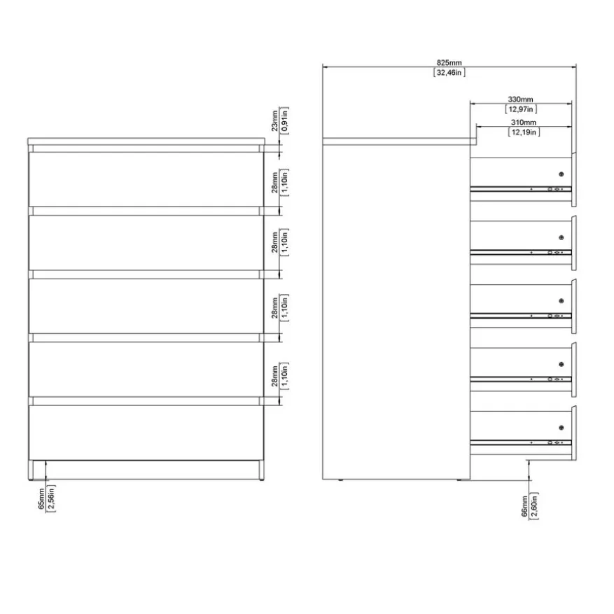 Ladekast Luna Wit - 77x112x50 cm
