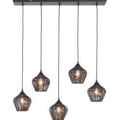 Light & Living Hanglamp Alvaro Zwart - 5 x E27 - 100 cm breed