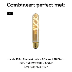 Lucide Hanglamp Joanet Zwart - 6 x E27 - 132 cm breed