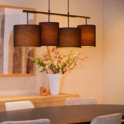 Lucide Hanglamp Maya Zwart - 4 x E27 - 107 cm breed