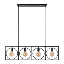 Lucide Hanglamp Suus Zwart - 4 x E27 - 108 cm breed