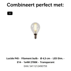 Lucide Plafondspot Bjorn Zwart - 4 x E14 - Ø 38 cm