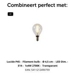 Lucide Plafondspot Bjorn Zwart - 4 x E14 - 74 cm breed