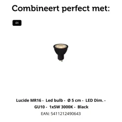 Lucide Plafondspot Clubs Zwart - 4 x GU10 - 24x24 cm