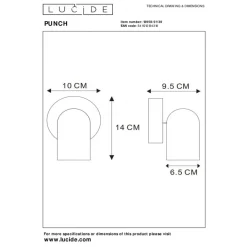Lucide Plafondspot Punch Zwart - GU10 - Ø 10 cm