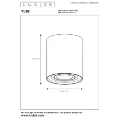 Lucide Plafondspot Tube Zwart - GU10 - Ø 10 cm