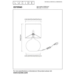 Lucide Tafellamp Esterad Okergeel - E14 - 47 cm hoog