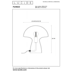 Lucide Tafellamp Fungo Wit - E27 - 28 cm hoog