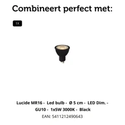 Lucide Vloerlamp Lesley Zwart - GU10 - 130 cm hoog
